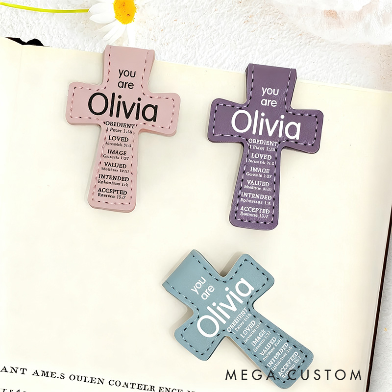 Personalized you are Bible Verse PU Leather Magnetic Bookmark Clip with Name Reader Gift Back to School Gift for Christians Bookworms