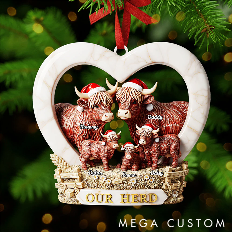 Personalized Gifts For Family Christmas Highland Cow Ornament