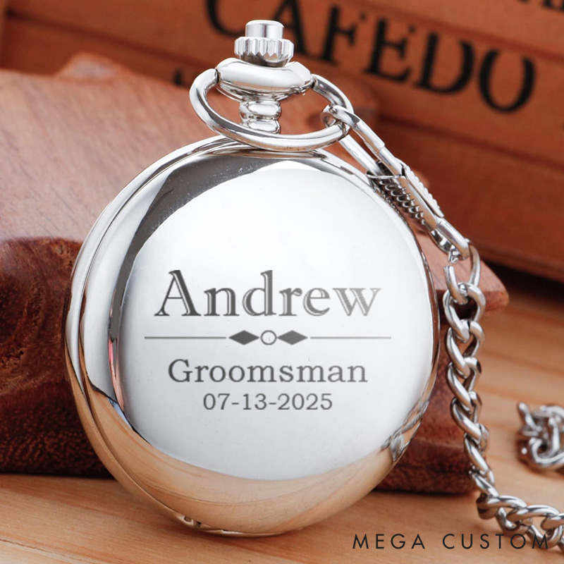 Personalized Best Man Gift Pocket Watch Custom Engraved Pocket Watch with Chain Bachelor Party Gift for Groomsmen and Best Man