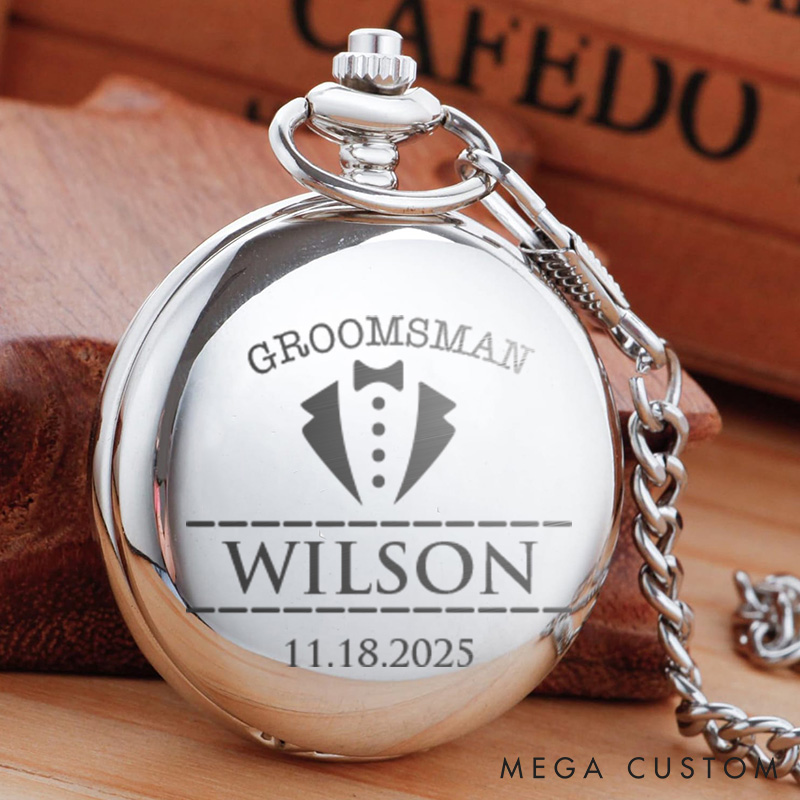 Personalized Best Man Pocket Watch with Chain Custom Wedding Gift for Best Man Engraved Pocket Watch Groomsman Proposal Gift