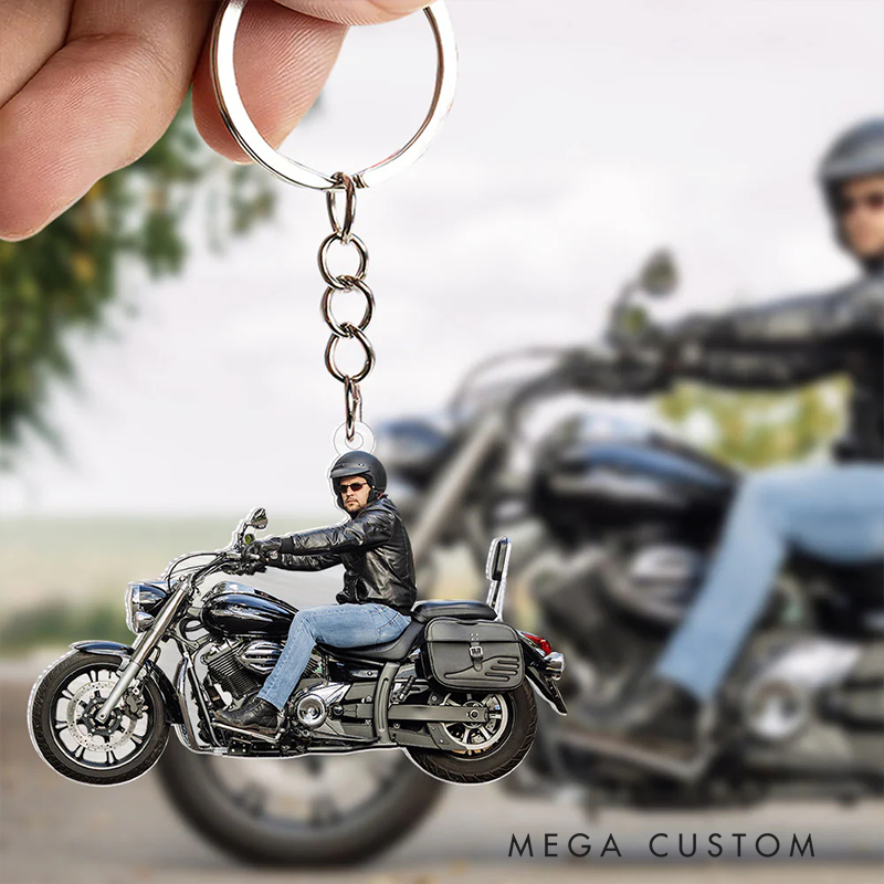 Personalized Acrylic Keychain Custom Motorcycle Photo Keychain Gift for Motorcyclist and Motocross Lovers