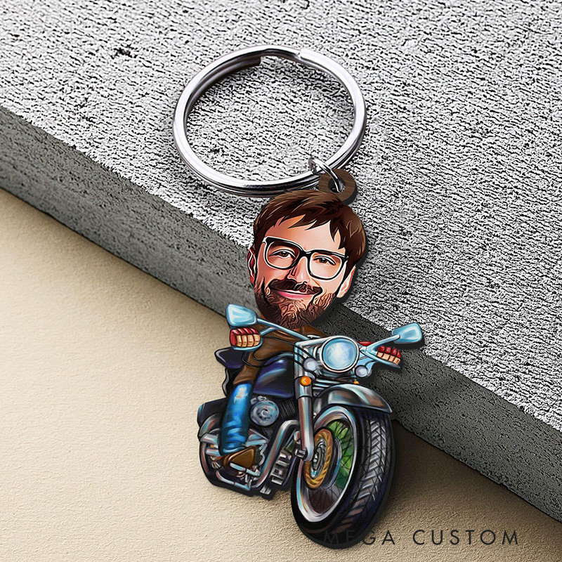 Personalized Acrylic Keychain Custom Motorcyclist Caricature Keychain Gift for Motorcyclist and Motocross Lovers