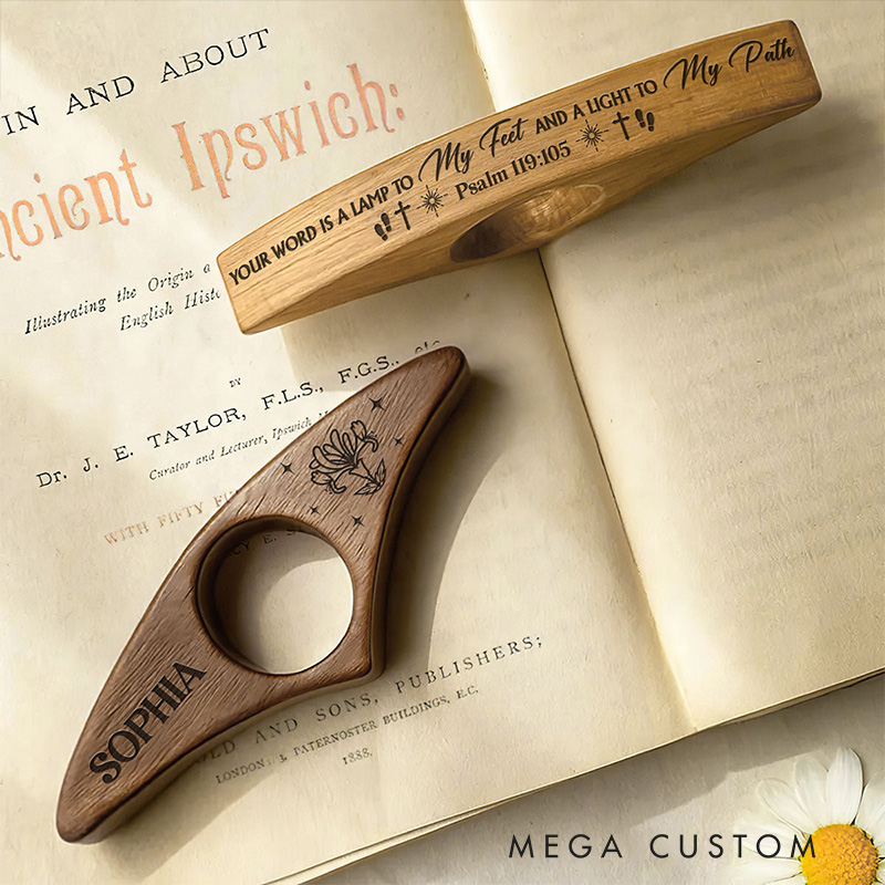 Personalized Your Word is a Lamp to My Feet and a Light to My Path Birth Flower Book Page Holder with Name Read Accessory Birthday Gift for Her Religious Gift for Book Lover