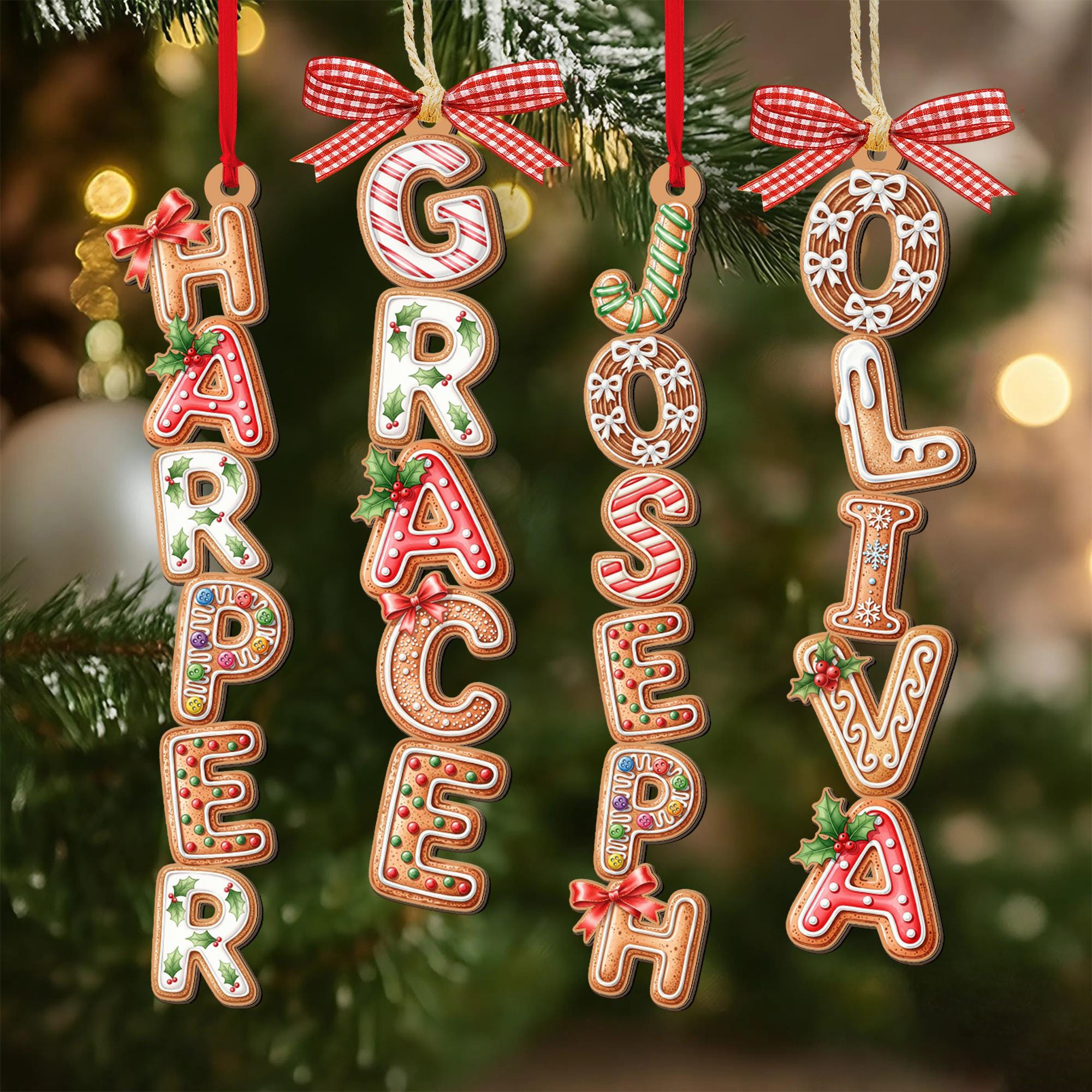 Personalized Gingerbread Alphabet Ornament Custom Gingerbread Alphabet Ornament Kids Name Ornament Christmas Tag for Stockings Kids Christmas Gifts Christmas Ornaments for Family