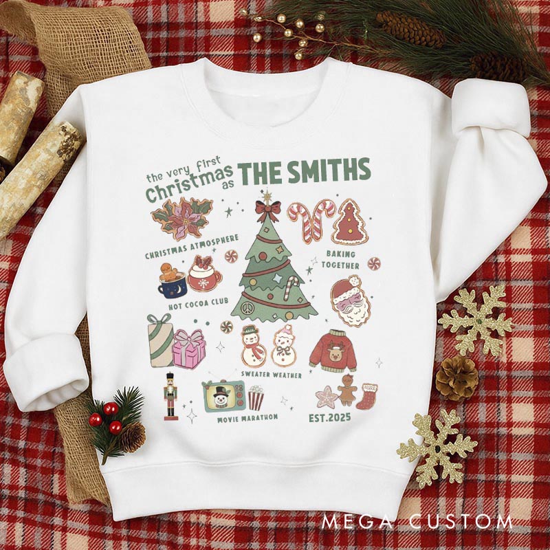 Personalized The Very First Christmas As Crewneck for Newlywed Couple First Christmas Sweatshirt Holiday Outfit
