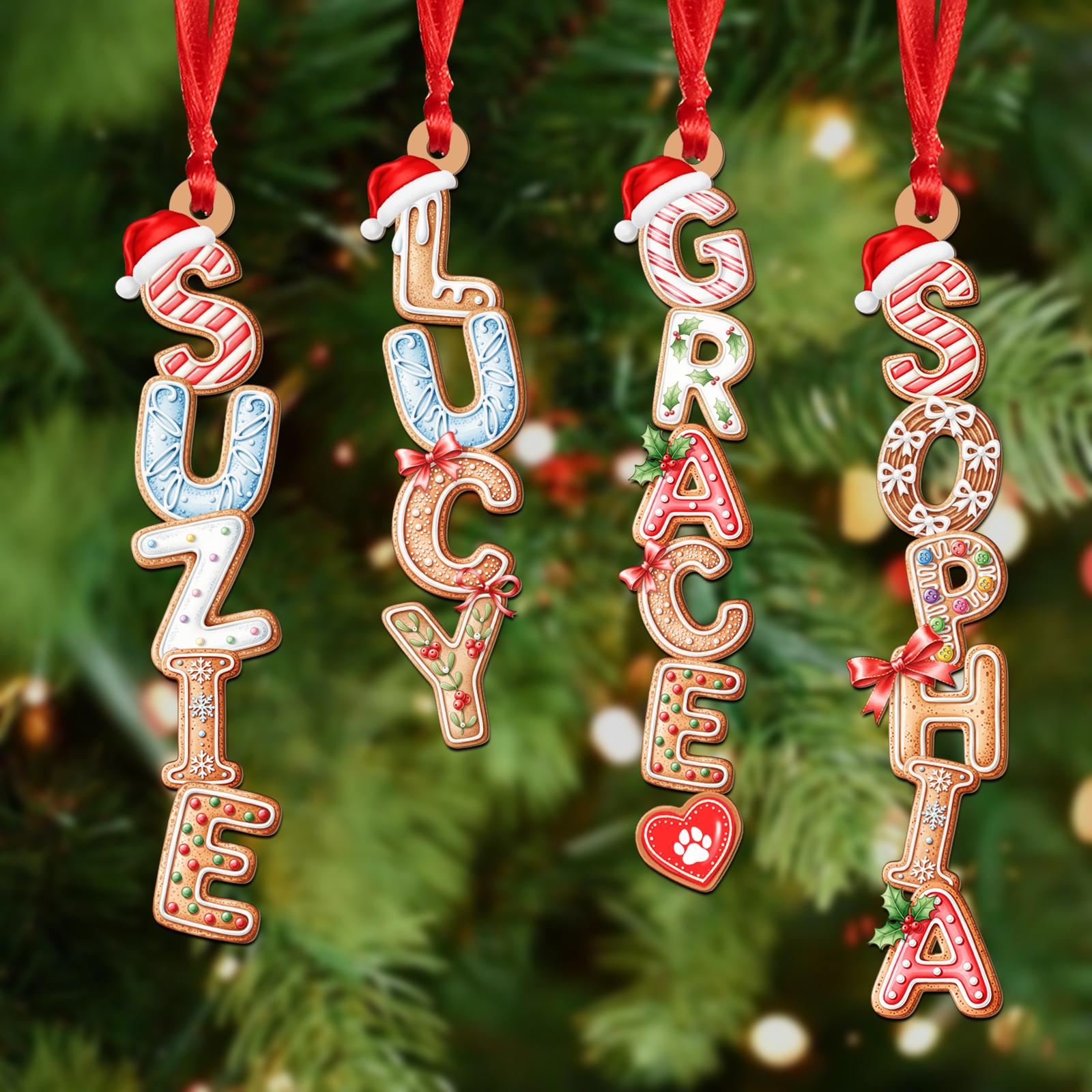 Personalized Gingerbread Alphabet Ornament for Kids Custom Gingerbread Alphabet Ornament 2025 Kids Name Ornament Christmas Tag for Stockings Kids Christmas Gifts Christmas Ornaments for Family