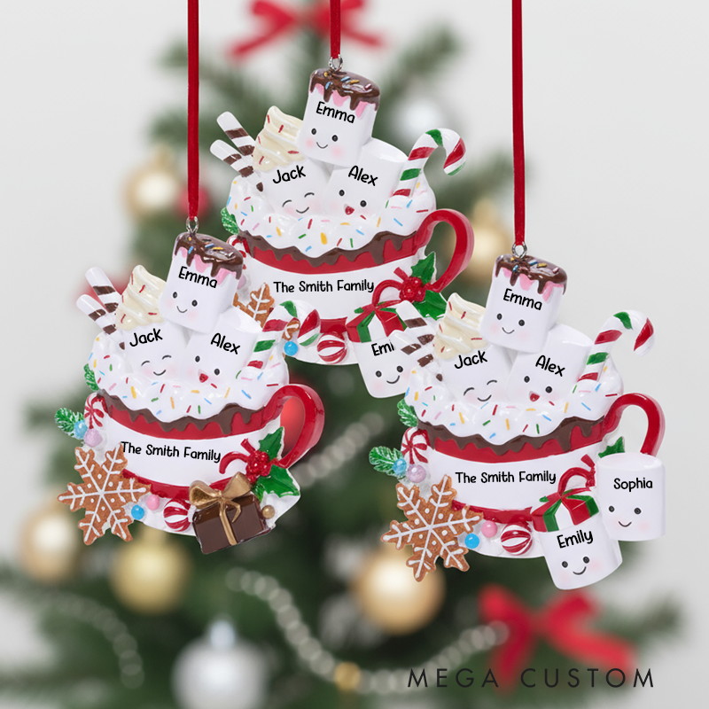 Personalized Sweet Happy Family Coffee Candy Ornaments for Family Members 