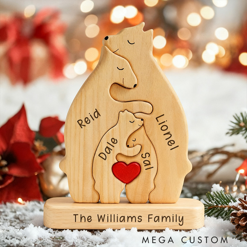 Personalized Wooden Bear Family Puzzle Mothers Day Gift Family Christmas Gift Keepsake Family Ornament Gift for Parents Gift for Mum Housewarming Gift