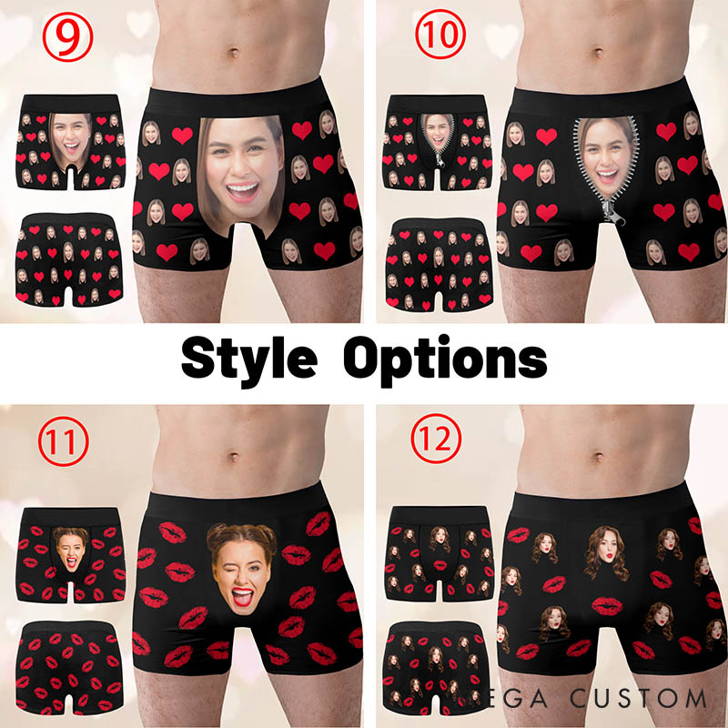 Personalized Girlfriend Wife Face Boxer Briefs Men Underwear with Women Face Photo Valentine's Day Gift for Boyfriend Husband Groom Gift from Bride