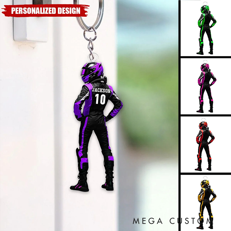 Personalized Acrylic Keychain Custom Racer Name Keychain Gift for Racer and Car Lovers