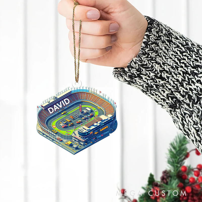 Personalized Racer Christmas Ornament with Car Racing Design Gift for Racers and Racing Lovers