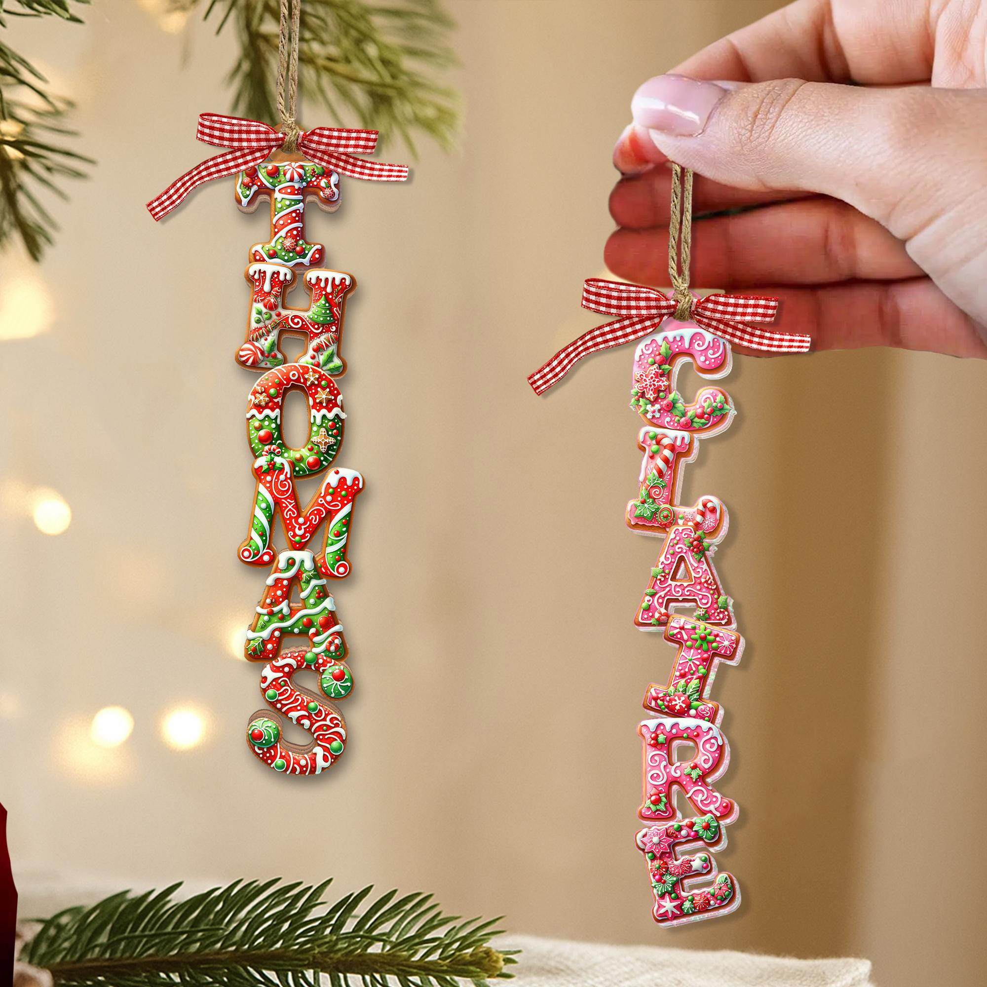 Personalized Gingerbread Alphabet Ornament: Kids Name Ornament, Christmas Tag for Stockings