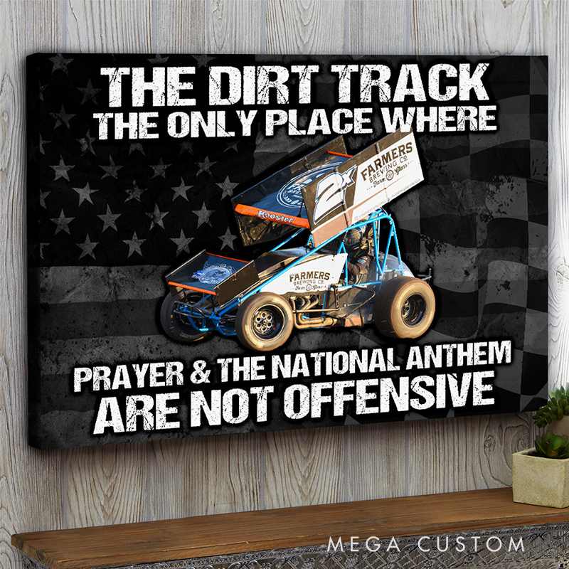 Personalized Dirt Track Racing Poster Custom Car Photo Wall Art Gift for Racers and Racing Lovers