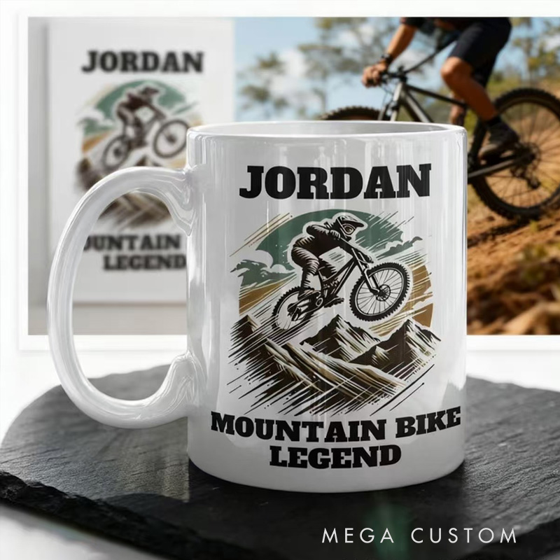 Personalized Mountain Bike Legend Mug Custom Gift for Cycling Enthusiasts Mountain Bike Mug