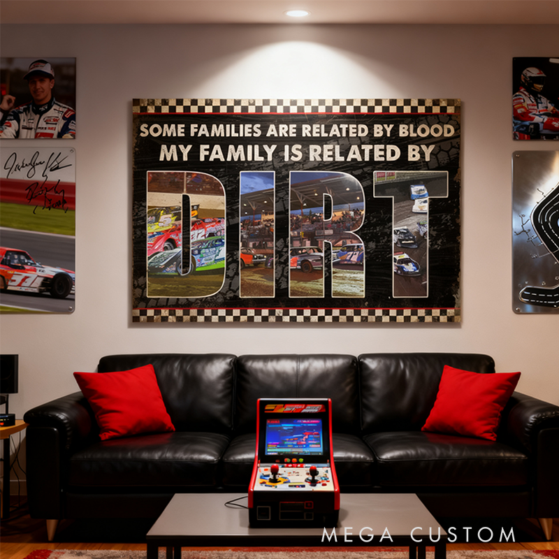 Personalized Dirt Track Racing Family Poster Custom Racing Photos and Text Wall Art Gift for Racers and Racing Lovers