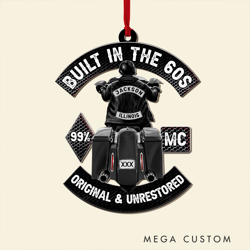 Personalized Biker Ornament Custom Name Text and Plate Number Motorcycle Christmas Decoration Gift for Riders and Motorcycle Lovers