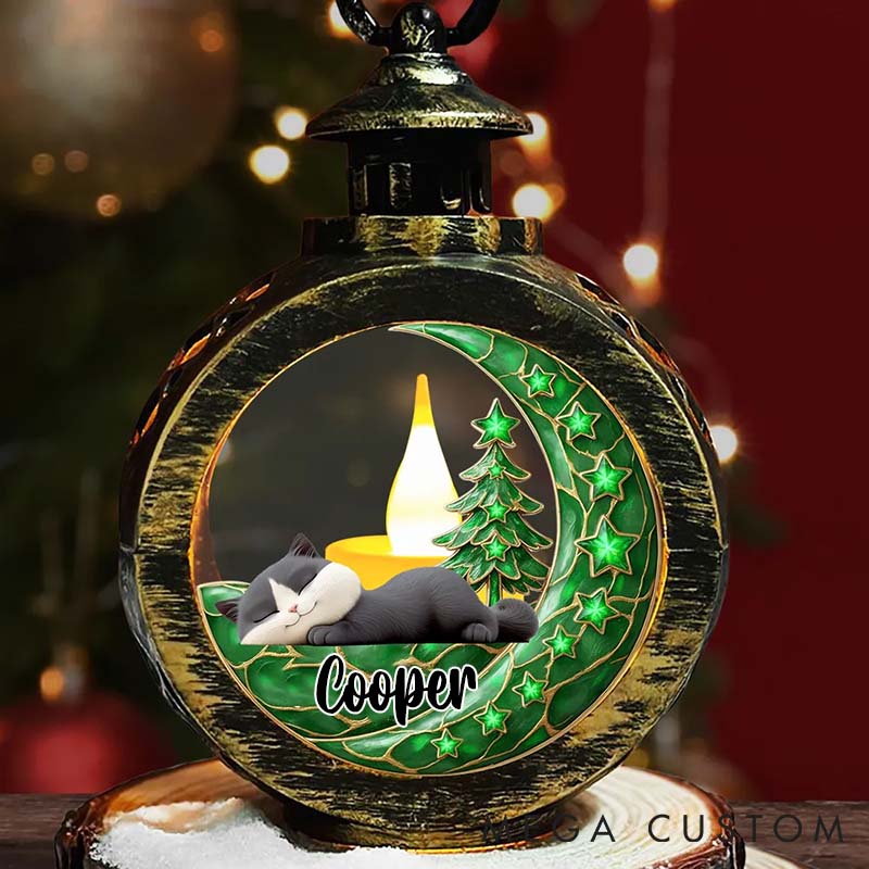 Personalized Cat Lover Beside Pearl of You Christmas Lantern