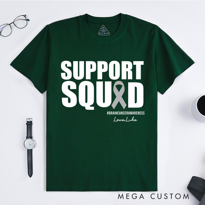 Personalized Support Squad Brain Cancer T-Shirt Brain Tumor Awareness Gift