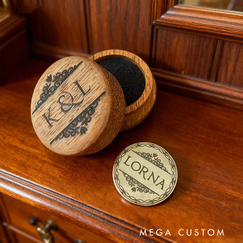 Personalized Couple Date Night Decision Coin with Wood Box Newlyweds Flip to Decide Coin Valentine's Day Gift for Boyfriend Girlfriend Husband Wife