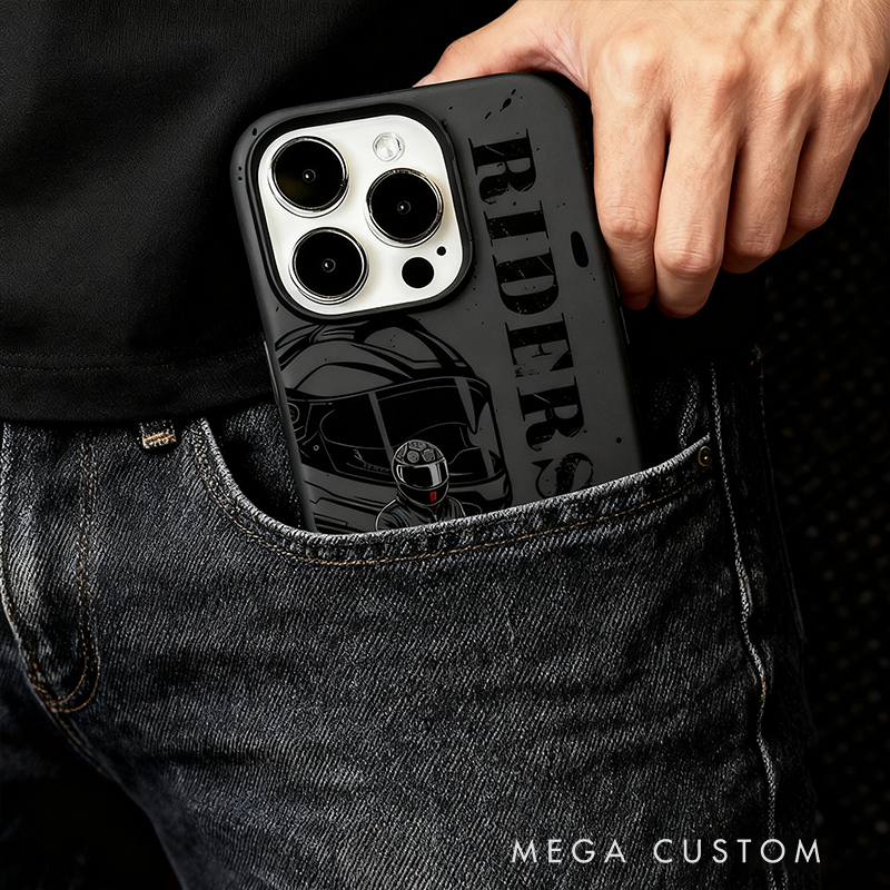 Personalized Biker iPhone Case Custom Text Motorcycle Riders Helmet Phone Cover Gift for Motorcyclists and Motorsports Lovers