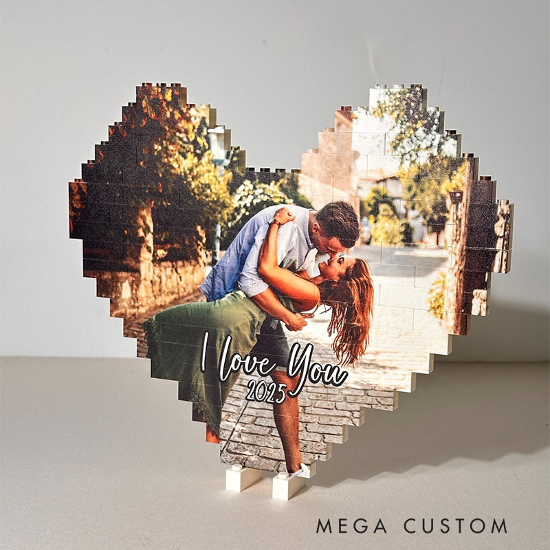 Personalized Couple Photo Building Blocks Custom Newlyweds Photo Blocks Valentine's Day Gift for Boyfriend Girlfriend Husband Wife Anniversary Gift