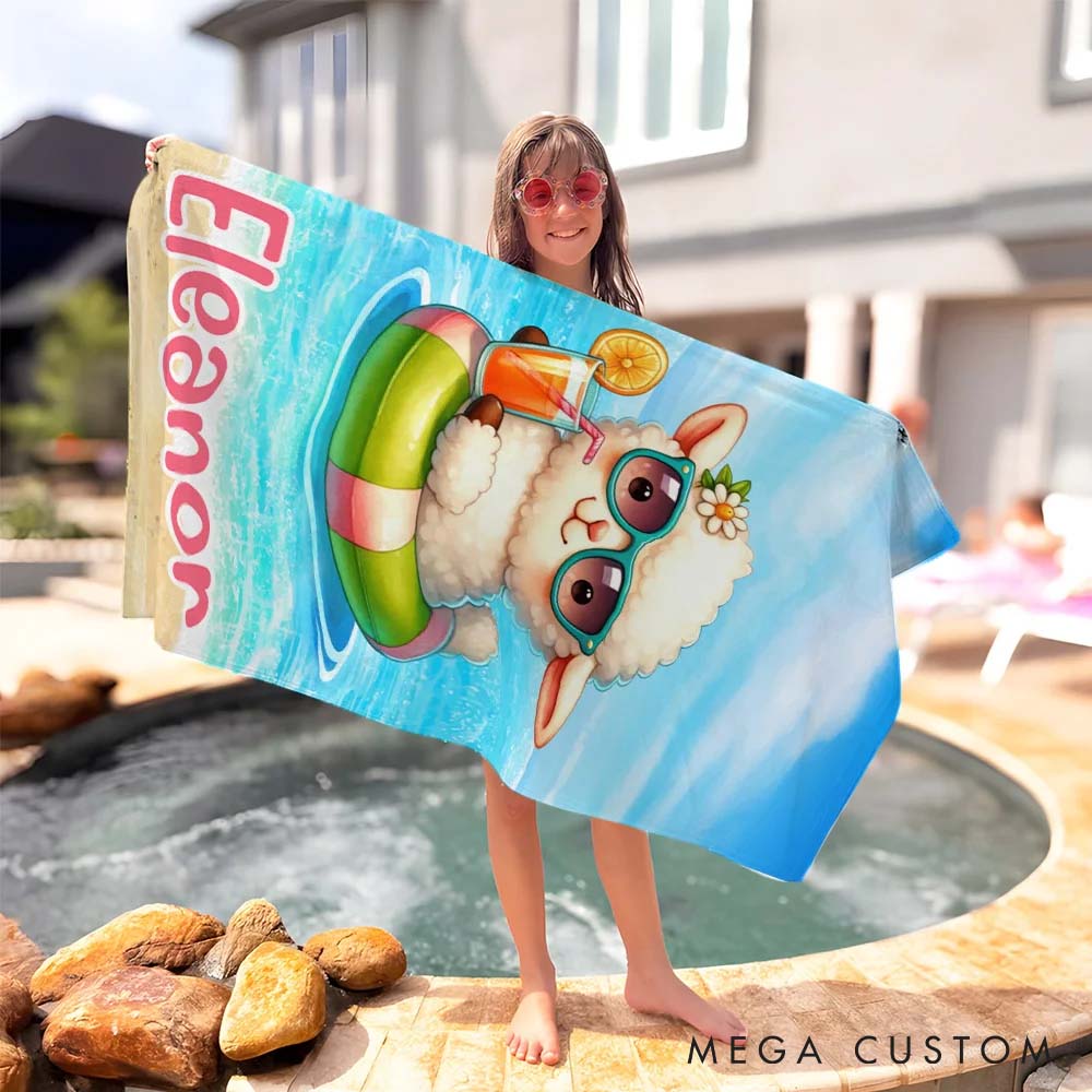 Personalized Pet Lover Cute Cat Animals Beach Towel