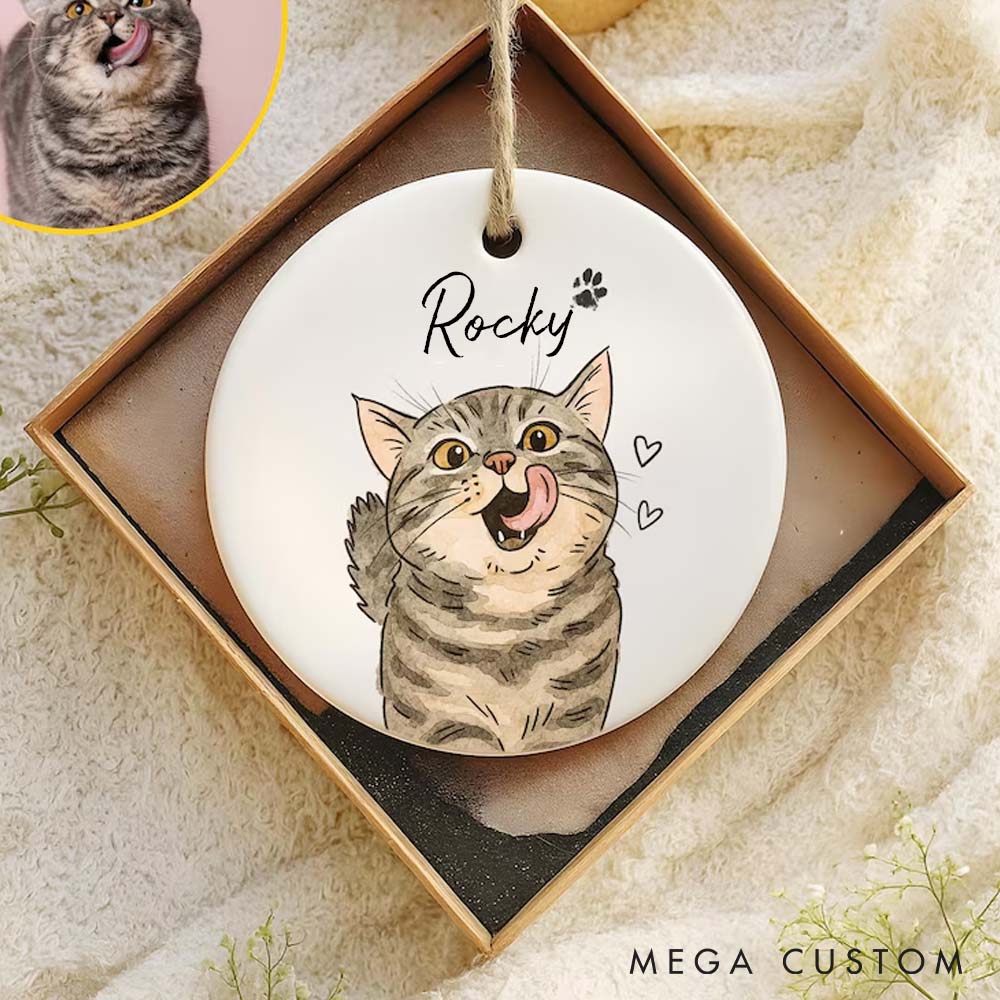 Personalized Pet Lover Watercolor Pet Photo Ornament
