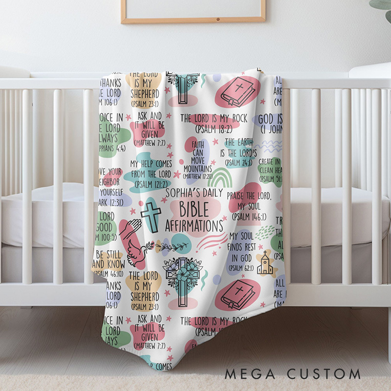 Personalized Daily Bible Affirmation Soft Throw Blanket with Name Home Decor Religious Gift Faith Gift for Christians