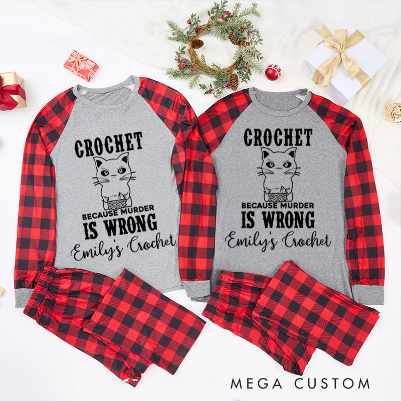 Personalized Knitting Christmas Pajama Sets Funny Christmas Pajama Sets Christmas Pajama Sets Gift for Knitting Lovers