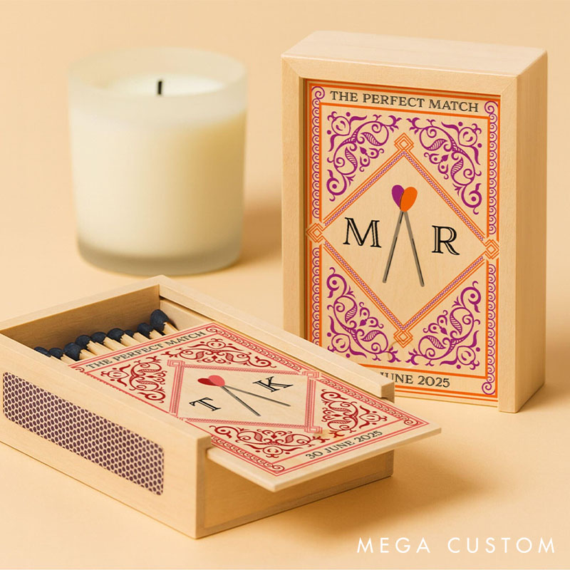 Personalized Couples Matchbox Couple Date Night Matchbox Engagement Wedding Gift Matchbox for Couple Anniversary Gifts 