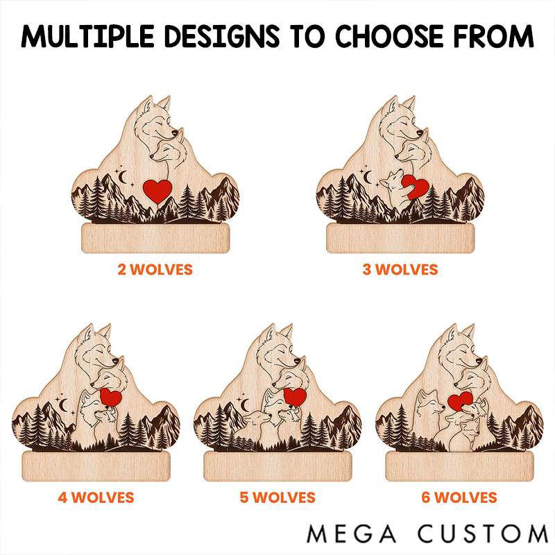 Personalized Wooden Wolf Family Puzzle Happy Wolf Family With Names