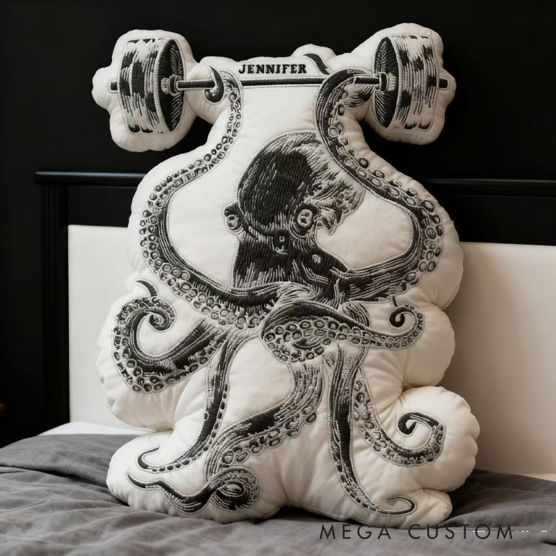 Personalized Octopus Weightlifting Pillow Funny Gifts Pillow for Gym Fitness Enthusiasts Soft and Funny Home Decor