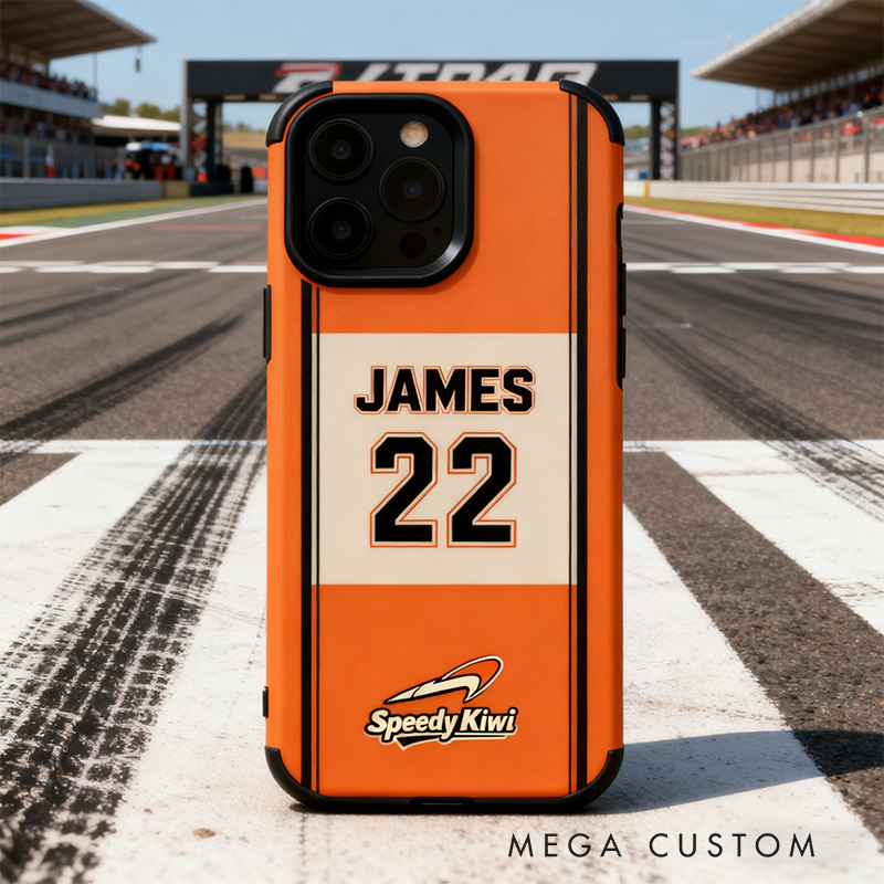 Personalized Vintage Racing Phone Case Custom Name and Number Retro Car Style Gift for Racers and Racing Lovers