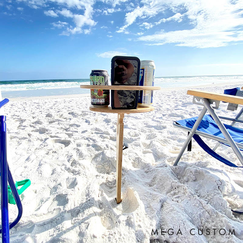 Personalized Couple Wooden Beer Table Custom Newlyweds Folding Concert Cocktail Table Anniversary Gift for Husband Wife Beach Beer Accessories