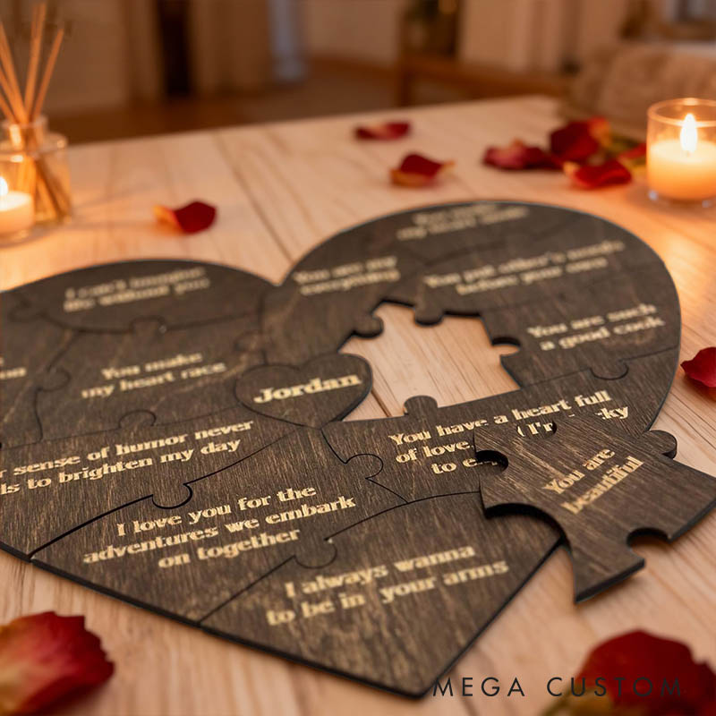 Personalized Couple Wooden Heart Puzzle Reasons Why I Love You Box Custom Anniversary Gift for Husband Wife Boyfriend Girlfriend Bride Groom