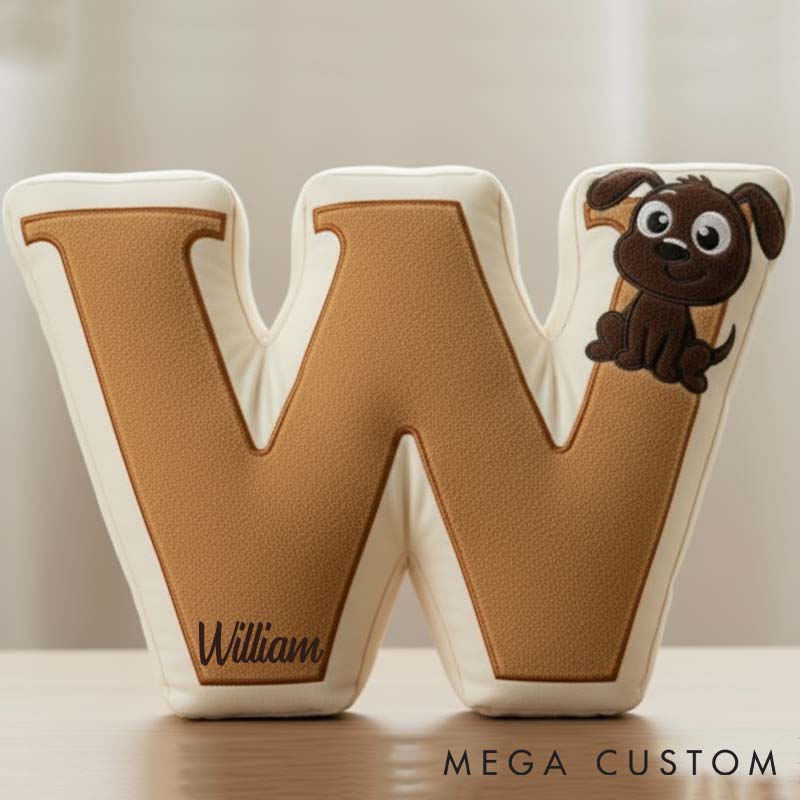 Personalized Dog Lover Letter Pillow with Dog Custom Name Design