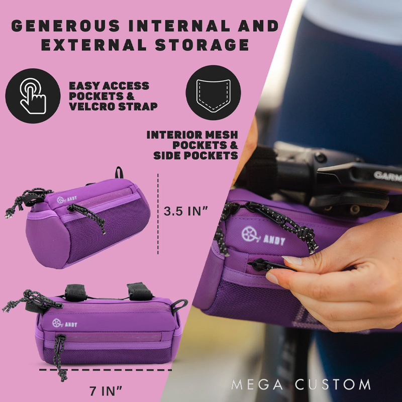 Personalized Bike Handlebar Bag Multiple Colors available in 2 Sizes Mini or Medium Bike Bag Bike Bar Bag Burrito Bag Cycling Bag Rear Rack Bag