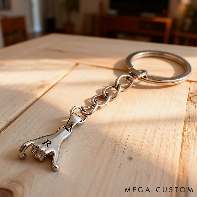 Personalized Couple Set of 2 Pinky Promise Matching Keychain Custom Newlyweds Initials Keychain Valentine's Day Anniversary Christmas Gift for Him Her