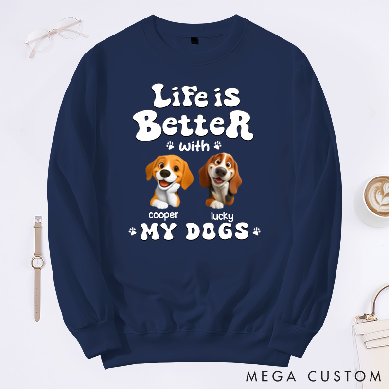 Personalized Dog Lover Living the Best Life Classic Sweatshirts