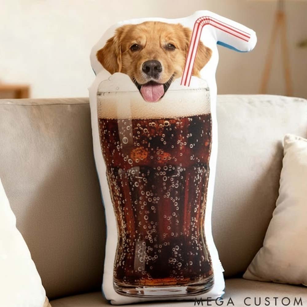 Personalized Pet Lover Drink and Custom Photo Cute Pillow