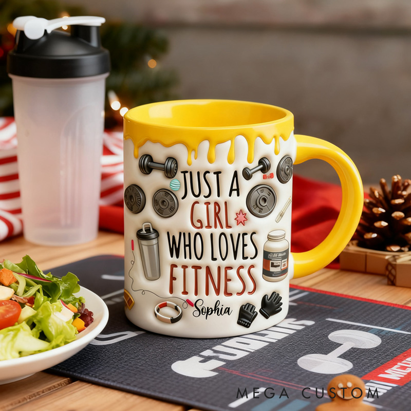 Personalized Just A Girl Who Loves Fitness Gym Mug Gift for Her Kid Weightlift Gym Gift Lovers