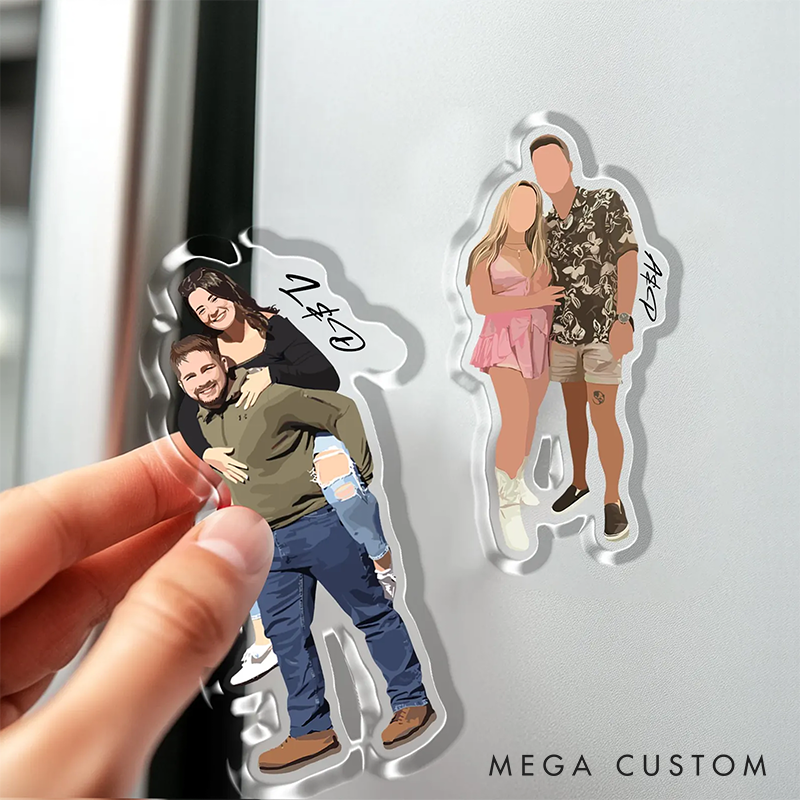 Personalized Couple Photo Faceless Portrait Fridge Magnet Newlyweds from Your Own Picture Valentine's Day Anniversary Christmas Gift
