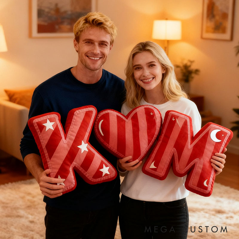 Personalized Girlfriend Initials Pillow Custom Couple Newlyweds Letter Cushion DIY Name Pillow First Christmas Pillow for Husband Wife Boyfriend