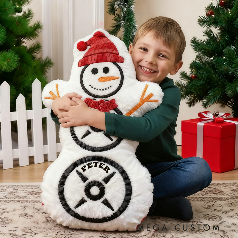 Personalized Festive Snowman Pillow Barbell Plate Gym Lifting Gift Ideas Weight Lifting Cute Gifts Custom Name Pillow Comfortable Christmas Decor for Gym Lovers