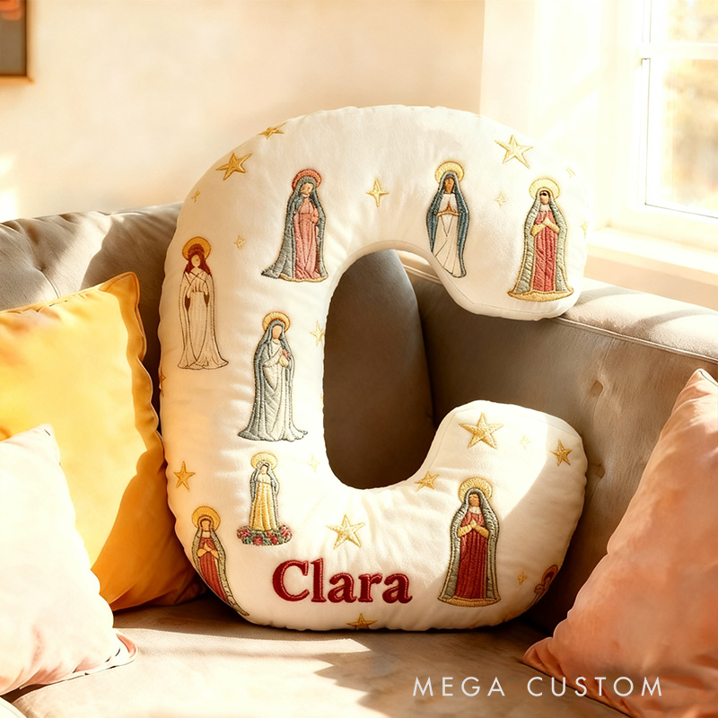 Personalized Mother of God Pray for us Letter Pillow with Custom Name Home Decor Christian Pillow Religious Gift for Kids Adults