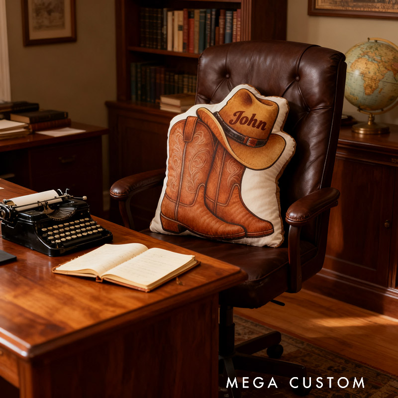 Personalized Cowboy Boots Cowboy Hats Cowboy Themed Pillow with Customizable Names Unique Decorative Cushion Perfect Gift for Western Cowboys and Music Lovers