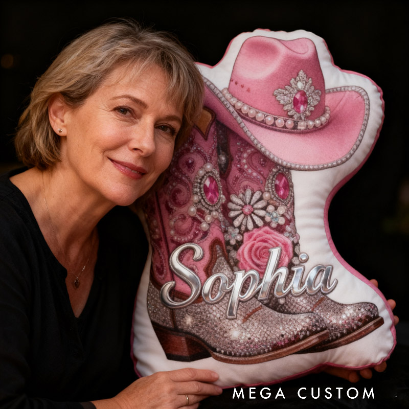 Personalized Cowboy Boots Cowboy Hats Cowboy Themed Pillow with Customizable Names Unique Decorative Cushion Perfect Gift for Her and Music Lovers
