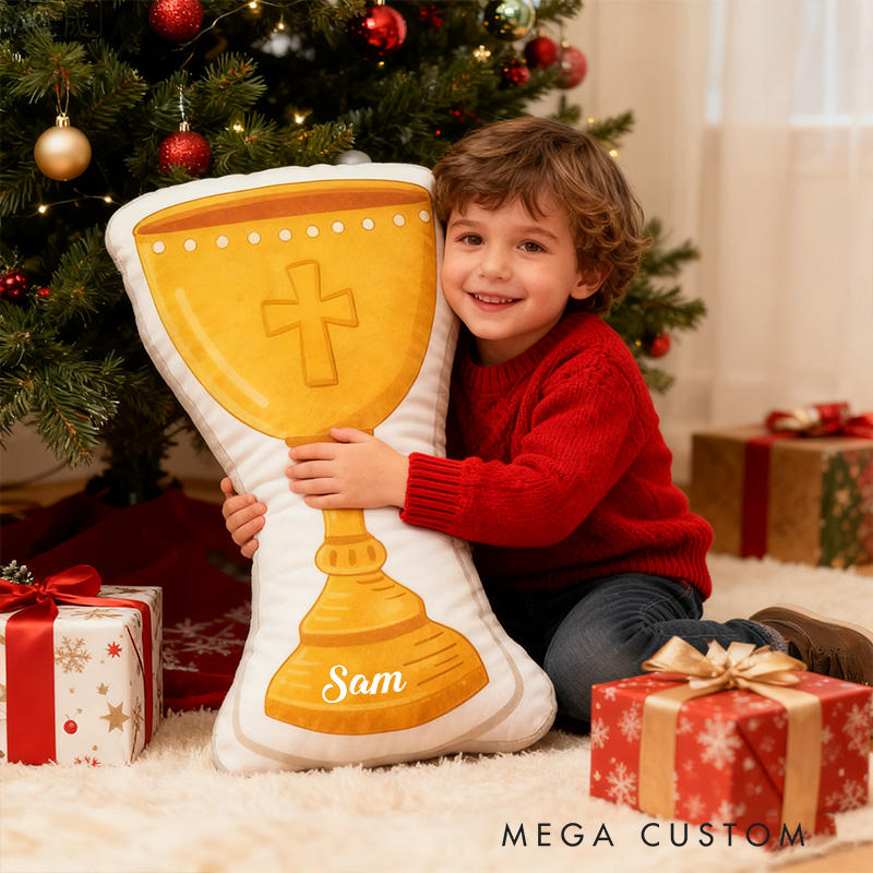 Personalized Chalice Pillow with Custom Name Home Decor Religious Pillow Catholic Gift Faith Gift Mass Pillow