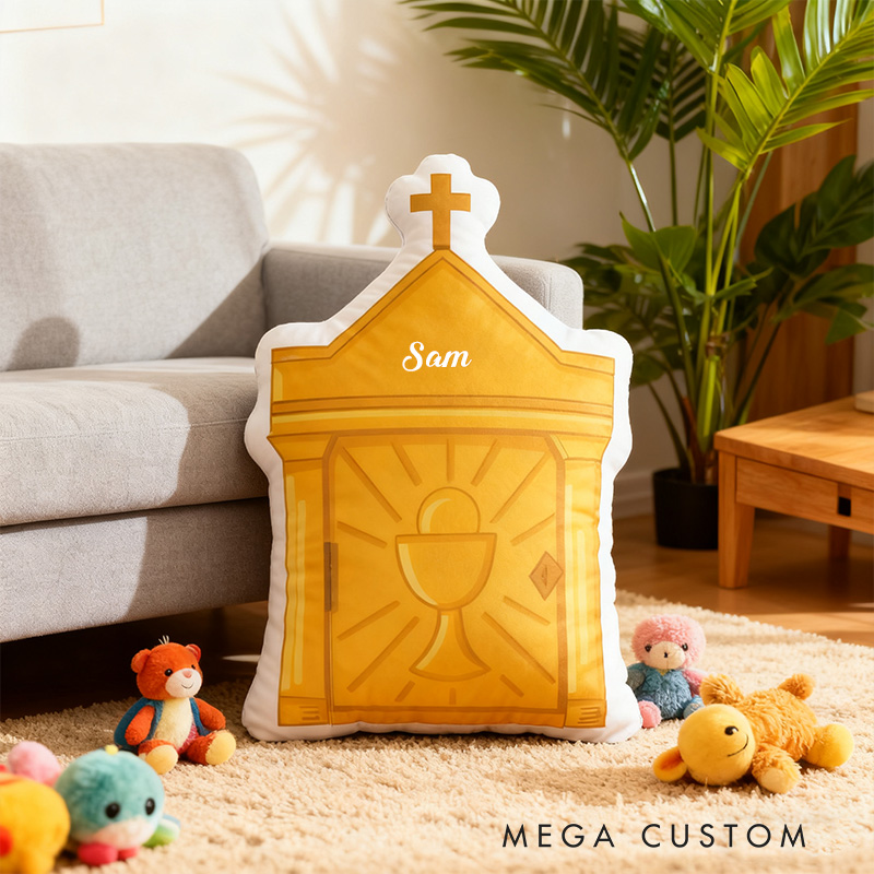 Personalized Tabernacle Pillow with Custom Name Home Decor Religious Pillow Catholic Gift Faith Gift Mass Pillow