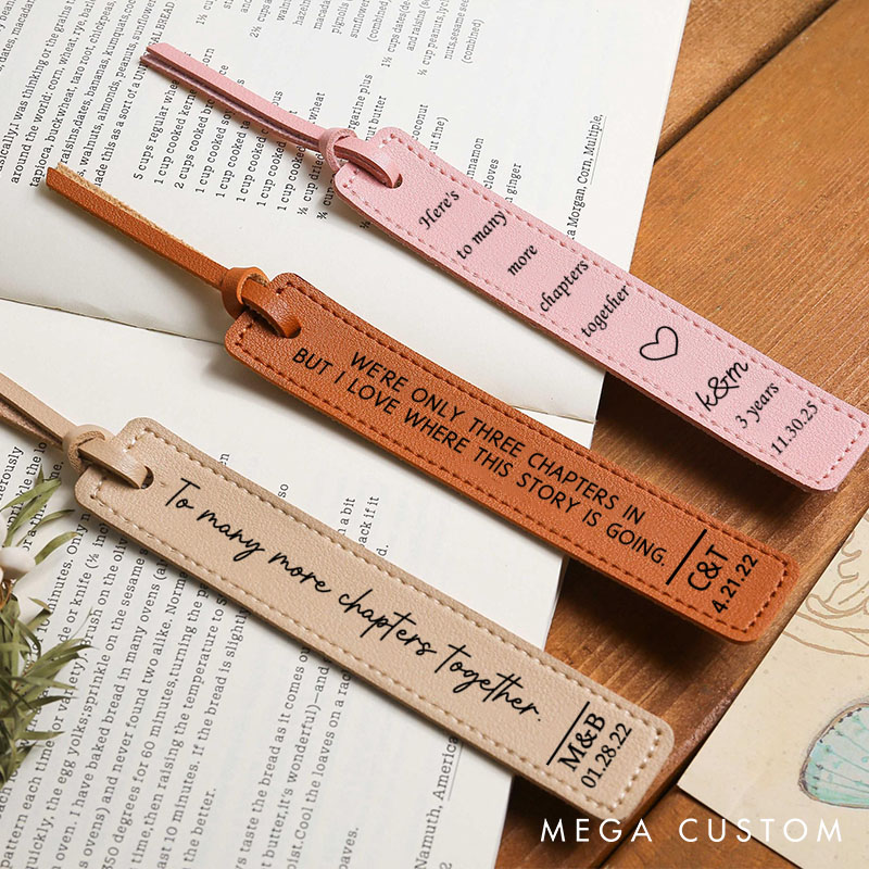 Personalized 3 years anniversary gift Bookmark Couple Third anniversary gift Leather Bookmark Anniversary Gift Bookmark for Him Gift for Her